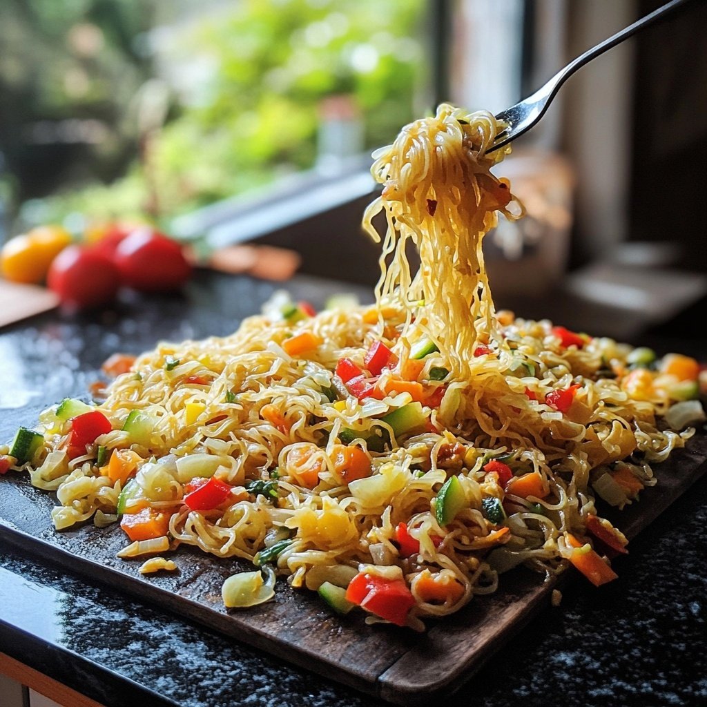 Gemüsepfanne mit Reisnudeln