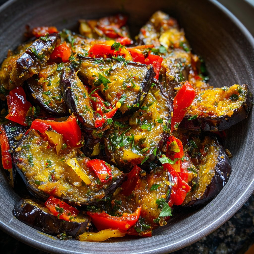 Auberginenpfanne frisch