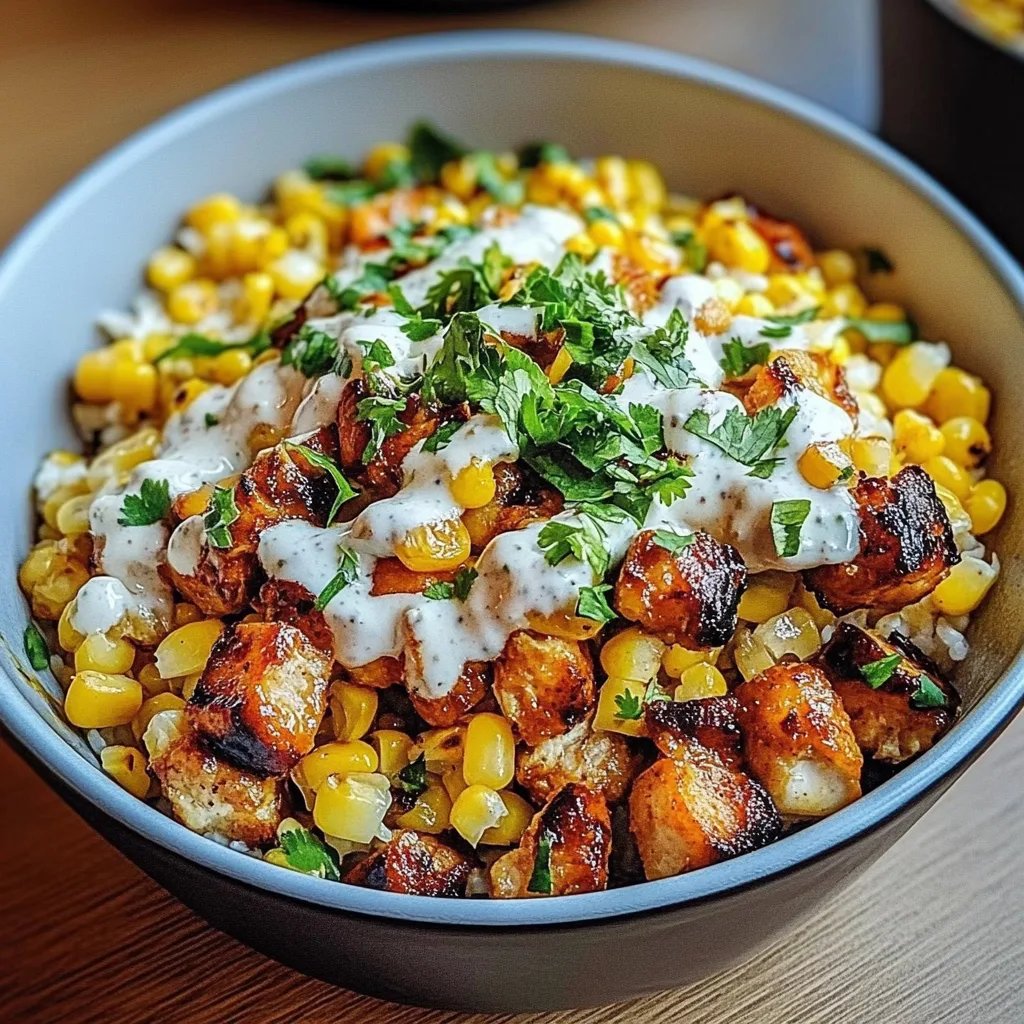 Street Corn Hähnchen Reis Bowl