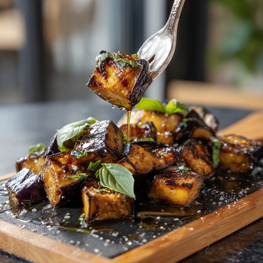 Gegrillte Auberginenwürfel