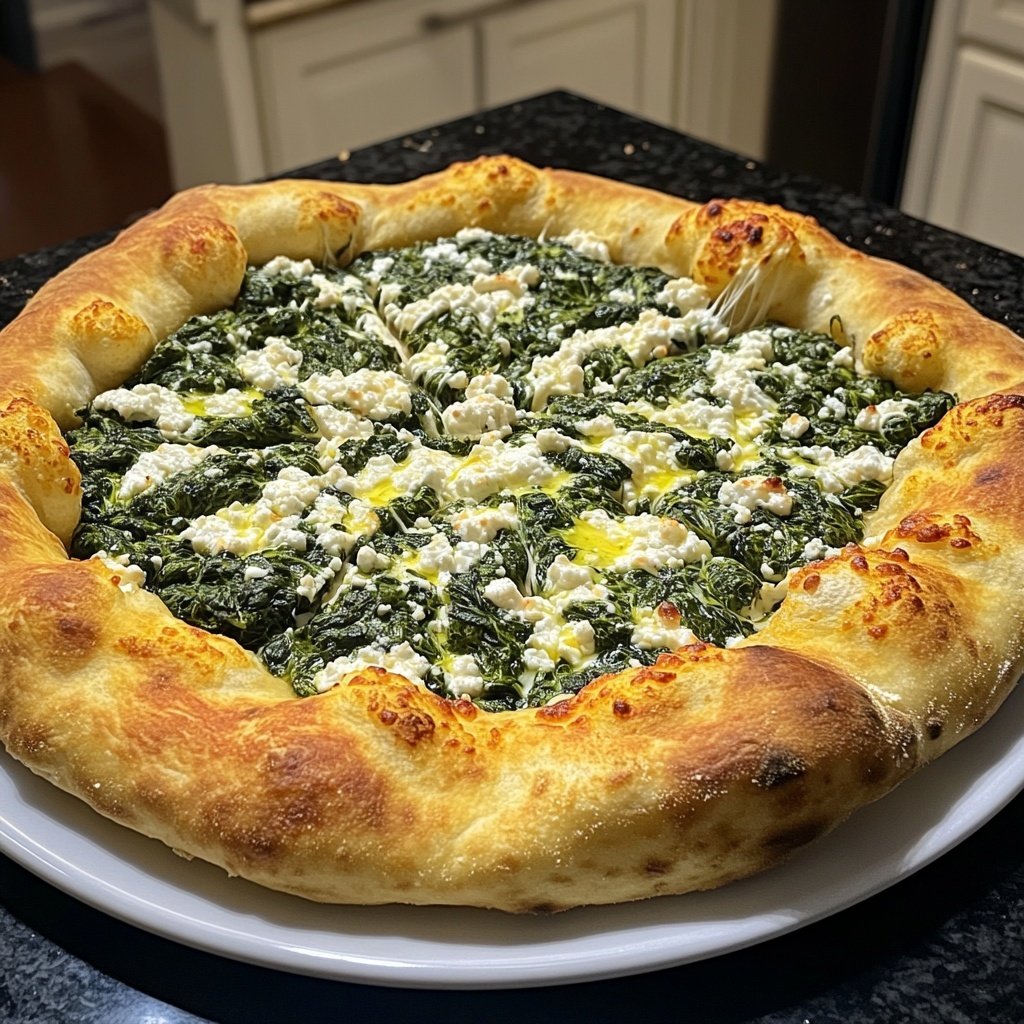 Pizza mit Spinat und Ricotta