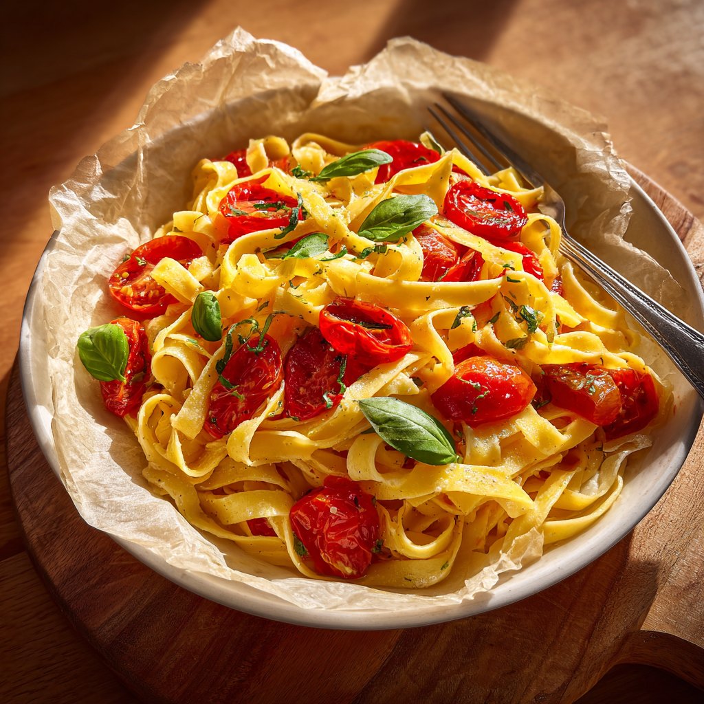 Tagliatelle mit Ofentomaten