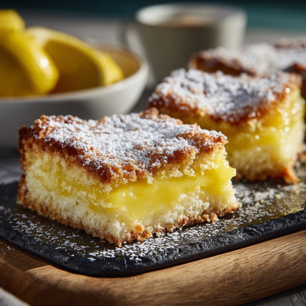 Blechkuchen mit Zitronenpudding